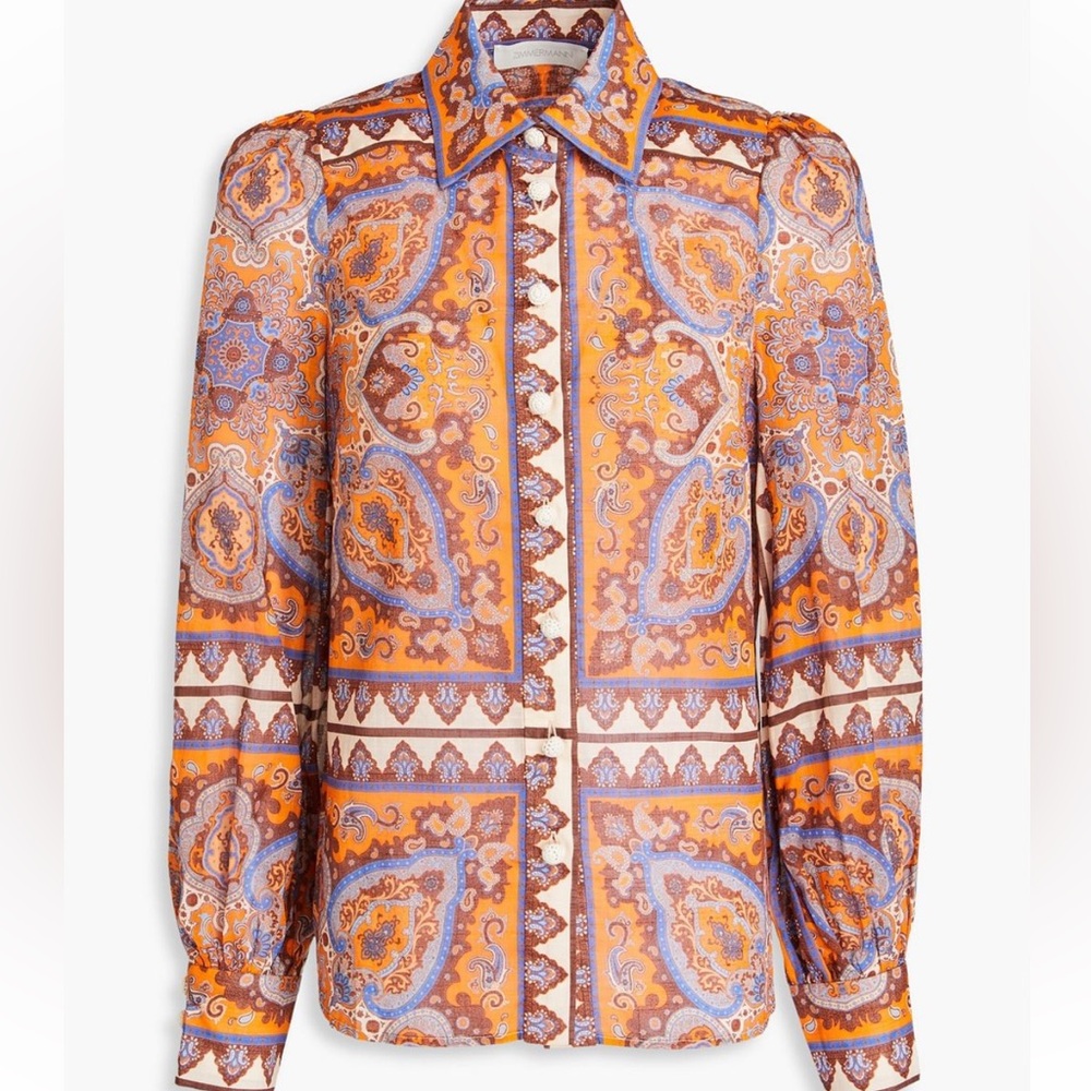 🆕 Zimmermann Halcyon paisley printed cotton shirt NWT - Picture 6 of 10